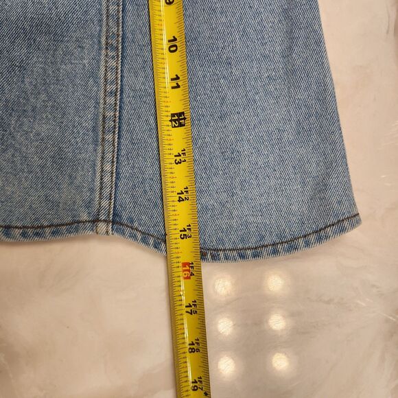 EXP BY EXPRESS Vintage Denim A-Line Button Front Light Wash Mini Skirt Jnrs 1/2 - Picture 6 of 6